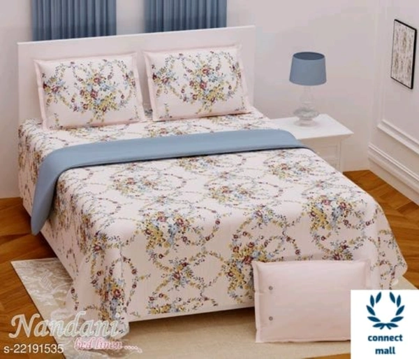 VOGUISH Cotton Super Fine Qatar Print King Size Bedsheet with two pillow cover - King Size, Cotton, Multipack:1